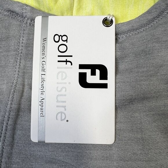 Footjoy Womens Golf Hoodie Sweatshirt, Side Zip Pocket Size XS Gray Yellow NEW - Picture 9 of 15